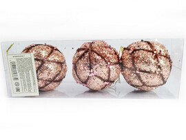 Набор елочных БРОНЗОВЫХ шаров с узорами из полистирола 8 см (3шт/уп) 6036-7 доставка оптом в Донецк