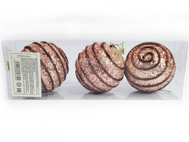 Набор елочных БРОНЗОВЫХ шаров с узором из полистирола 8 см (3шт/уп) 6036-9 доставка оптом в Донецк