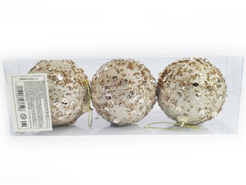 Набор елочных ЗОЛОТЫХ шаров из полистирола 8 см (3шт/уп) 6036-12 доставка оптом в Донецк