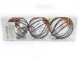 Набор елочных ПРОЗРАЧНЫХ шаров с блестками из полистирола 8 см (3шт/уп) 6036-13 доставка оптом в Донецк