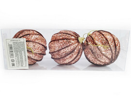 Набор елочных БРОНЗОВЫХ шаров с узором из полистирола 8 см (3шт/уп) 6036-16 доставка оптом в Донецк