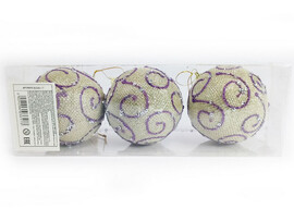 Набор елочных ЗОЛОТЫХ шаров с узором из полистирола 8 см (3шт/уп) 6036-17 доставка оптом в Донецк