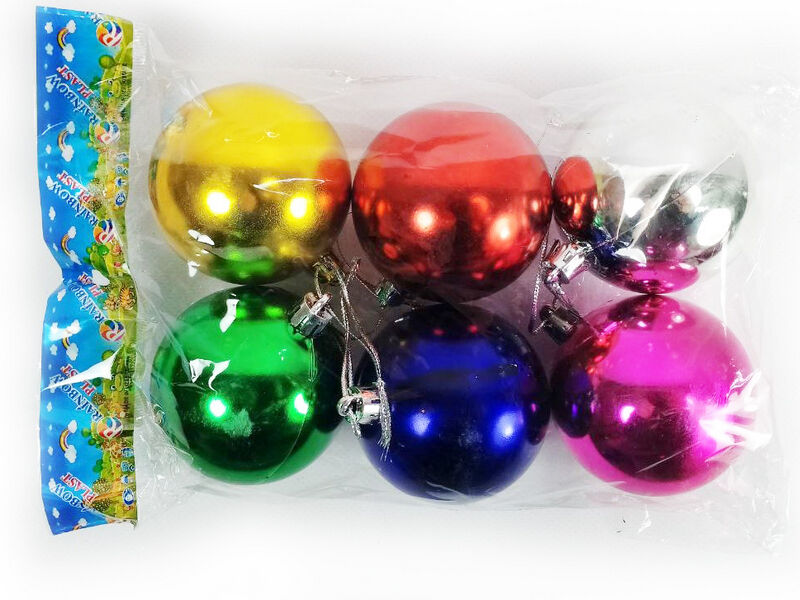 Донецк игрушка оптом Набор елочных разноцветных шаров 6 см (6шт/уп) С-701