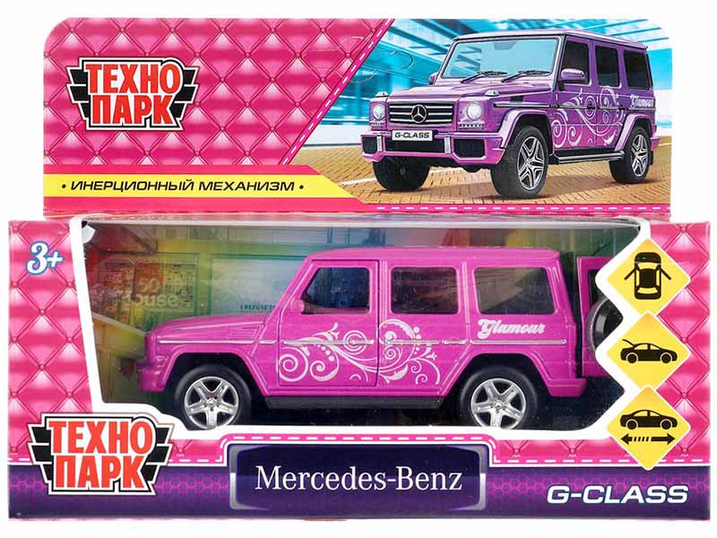 Машина металл. Mercedes-Benz G-Class 12 см, дв., багаж., инерц. Технопарк