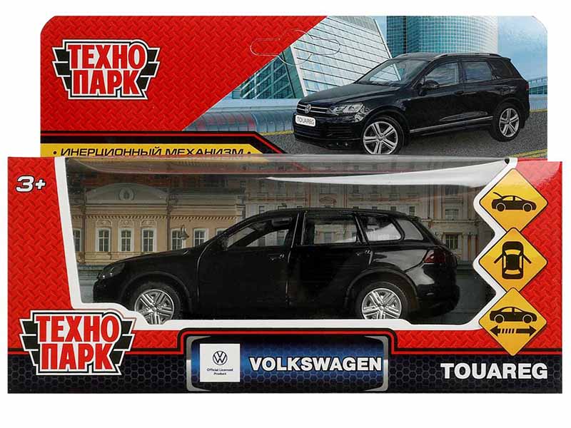 Машина металл. Volkswagen Touareg 12 см, дв., багаж., инерц., черный. Технопарк