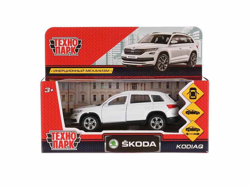 Машина металл. Skoda Kodiaq 12 см, дв., багаж., инерц., белый. Технопарк