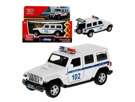 Машина металл. Jeep Wrangler Sahara Полиция 12 см, дв., багаж., инерц. Технопарк
