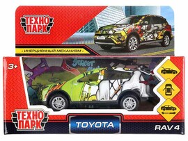 Машина металл. Toyota RAV4 Граффити 12 см, дв., багаж., инерц. Технопарк