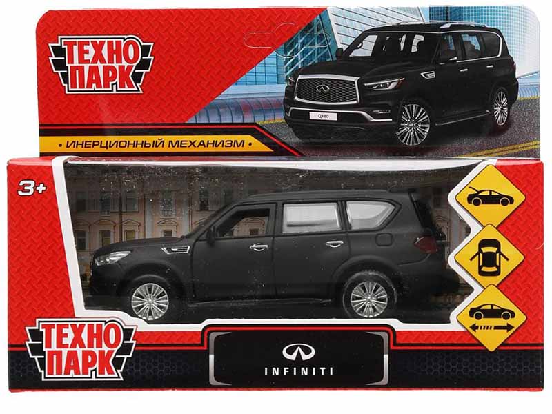 Машина металл. Infiniti QX80 12.5 см, дв., багаж., инерц., черный. Технопарк