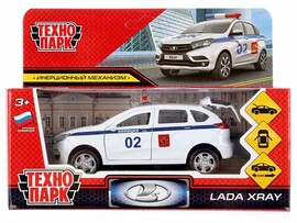 Машина металл. Lada Xray Полиция 12 см, дв., багаж., инерц. Технопарк