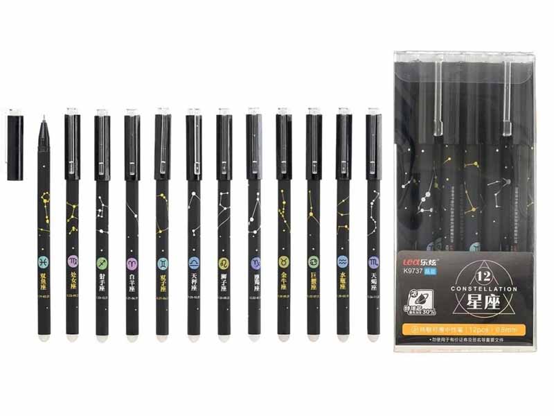 Ручка гел. со стир. черн. "Созвездие" 0.5 мм, игольч., синяя (кратно 12)