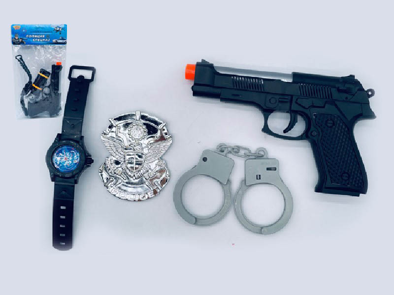 Набор "Полиция": пистолет, часы, жетон, наручники, в пак. 16*26 см. M1643-3