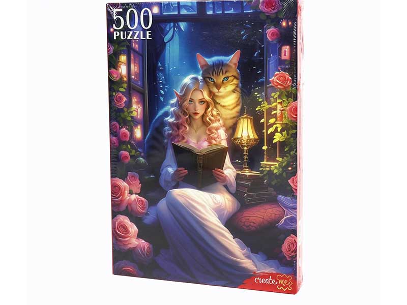 Пазлы 500 эл. Девушка с котом. П500-0497