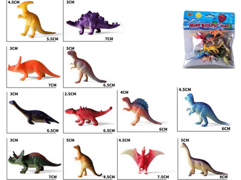 Набор животных "Динозавры" 12 шт., 16х20 см в пак. Арт. И-5631