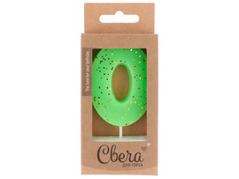 Свеча для торта Неон зеленый с блестками Цифра «0» 6 см доставка оптом в Донецк