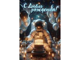 Открытка «С Днем Рождения!» (космонавт) 12,6*18,2 см доставка оптом в Донецк