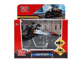 Модель металл. Чоппер 9 см, инерц., руль, ассорт. цвет. Технопарк