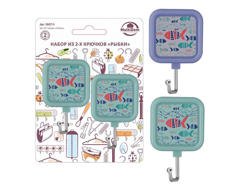 Донецк игрушка оптом Набор из 2-х крючков "Рыбки" 7,5*4,5 см