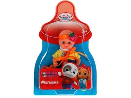 Пупс функцион. "Кошечки-собачки" 15 см, пьет, пис., бутылочка, на блист. Карапуз