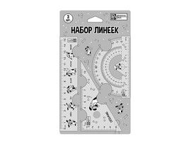 Набор линеек Собачки: линейка 15 см, треуг. 10 см, транспортир 10 см. Арт. 59973