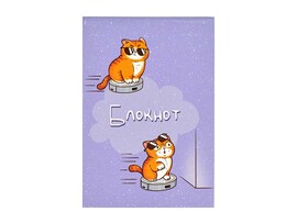 Блокнот А7 32 л. Котик на пылесосе, мягк. пер., клетка. Арт. 68148
