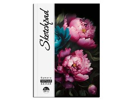 Скетчпад А5 48 л. Яркие цветы, белый и черн. офсет, мат. лам. Арт. 67603