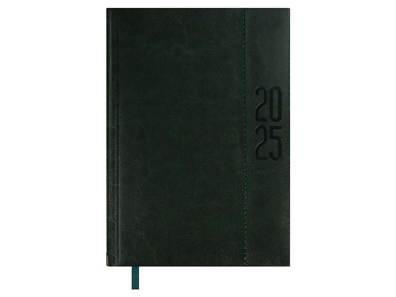 Ежедневник дат. А6+ 176 л. "Сариф зеленый 2025", кожзам, блинт. тиснение. 67034