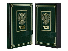 Ежедневник А5+ 192 л. Россия, полудат., кожзам, фол. срез, мет. углы, застежка, зеленый, подар. уп. Арт. 67938