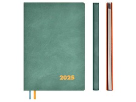 Ежедневник дат. А5+ 80 л. "Нубук бирюзовый 2025", кожзам, тиснение. 67083