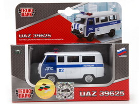 Технопарк. Машина «УАЗ 39625 ПОЛИЦИЯ» металл. инерц. 9 см (открыв. двери) белый доставка оптом в Донецк