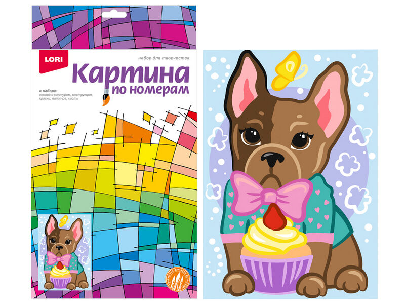 Донецк игрушка оптом Картина на картоне с красками 20*28,5 см по номерам. МОДНЫЙ ЩЕНОЧЕК