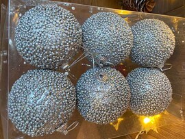 Набор елочных шаров "Пузырьки" 5.5 см, 6 шт., пенопласт, серебро. B1008-60