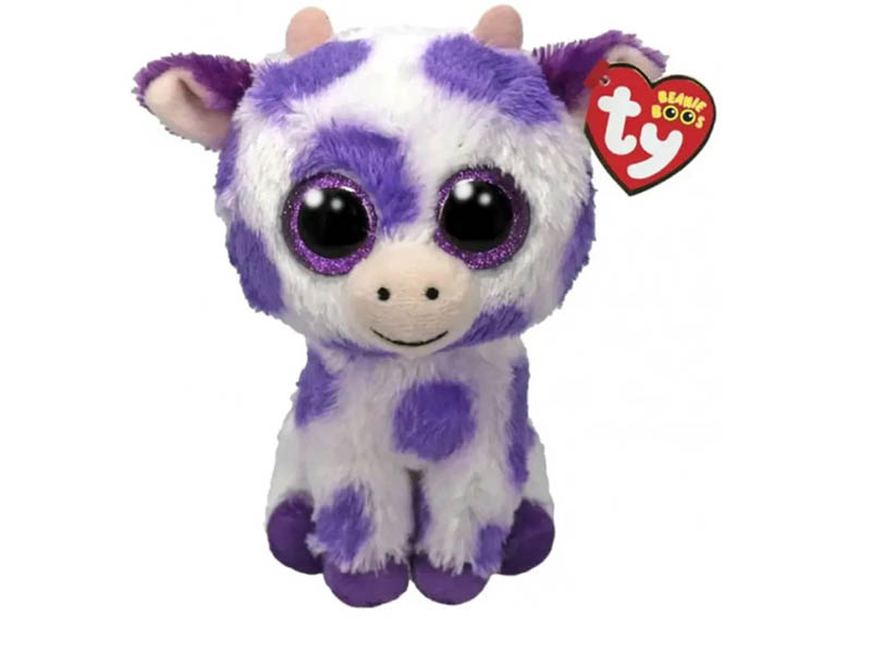 Мягкая игр. Фиолетовая корова Cow 15 см TY Beanie Boo's