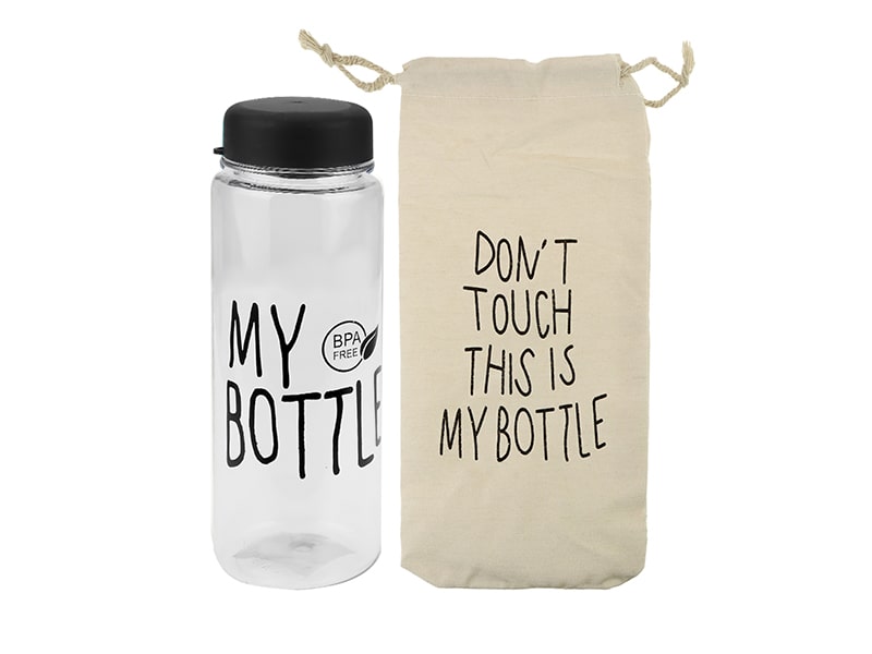 Бутылка для воды "My bottle" 600 мл, пласт., в чехле, черная. УД-6444