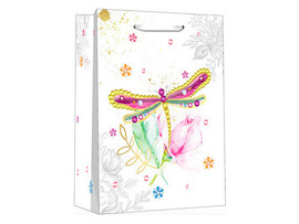 Пакет подар. мат. лам. Весенняя стрекоза 26.4х32.7 см. ППК-3393