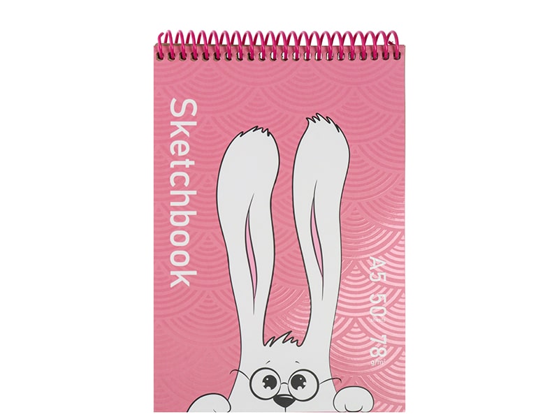 Скетчбук А5 50 л. Кролик, жест. подложка, спираль, крафт блок. С50-4386