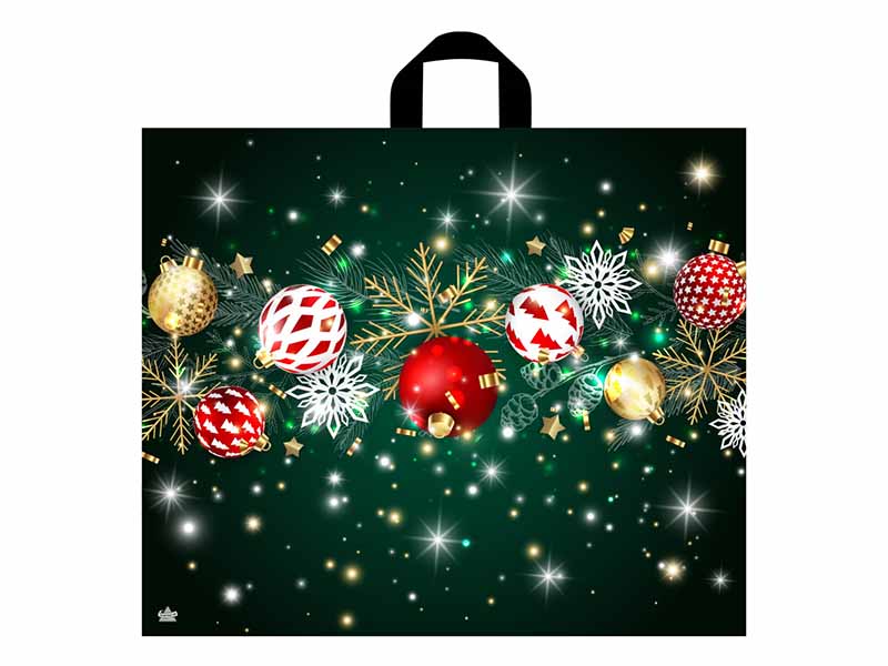 Пакет петл. ручка Новогоднее мерцание 50х60 см, 60 мкм. н00225520 (кратно 25)