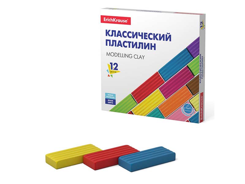 Пластилин ErichKrause® Basic 12 цв., 192г