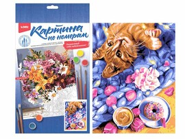 Картина по ном. на карт. 20*28,5 см "Кот и сладости"