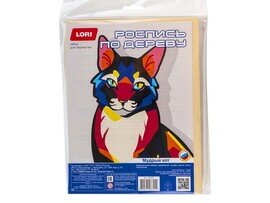 Роспись по дереву. Картина. Нео-животные "Мудрый кот"