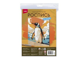 Роспись по дереву. Картина "Пингвин на льду"