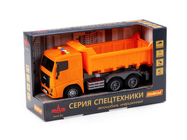 МАЗ автомобиль-самосвал 27 см, инерц., свет, звук, оранж. (в кор.)