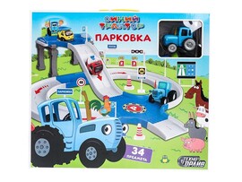 Парковка "Синий трактор" 34 предм., 39*35 см в кор. Технопарк