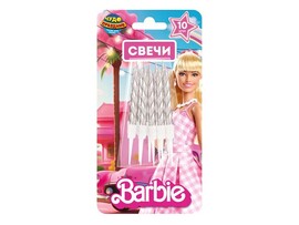 Свечи д/торта "Barbie" серебро 10 шт, на подставках. CC-112994-BAR