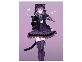 Холст с красками 22х30 см по ном. Девушка-кошка. Арт. Х-3976