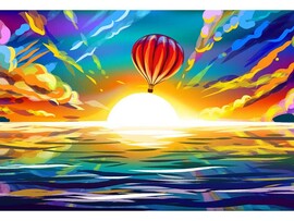 Холст с красками 22х30 по ном. На воздушном шаре. Арт. Х-4009
