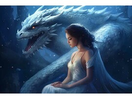 Холст с красками 30х40 см по ном. Ледяной дракон. Арт.Х-4126