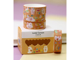 Клейкая лента декорат. "Lovely cartoon" 4 шт., 14 мм*2 м, желтый. 636c-04
