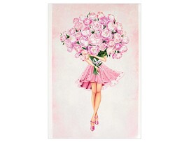 Блокнот А6 40 л. Девушка с пионами, клетка, глянц. лам. Арт. 69588