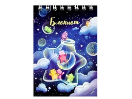 Блокнот А7 40 л. Ночное приключение, клетка, гребень, УФ-лак, глиттер. Арт. 62961